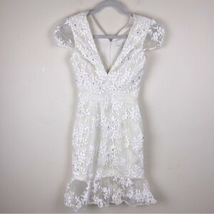 Dress the Population Ivory Floral Midi Dress